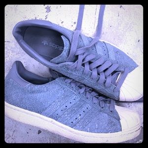 Blue Pebble/Snake Print Adidas Superstar Sneakers